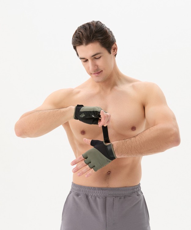 Перчатки для фитнеса Starfit WG-204, черный/хаки (2119246)