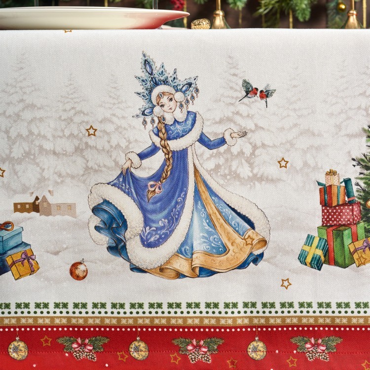 Скатерть "с новым годом" 160х220см ,красный, 100% хлопок,твил пропитка Lefard (850-763-21)