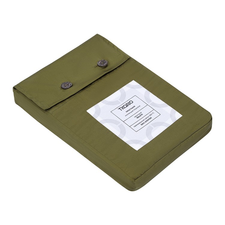 Простыня из премиального сатина оливкового цвета из коллекции essential, 180х270 см (79836)