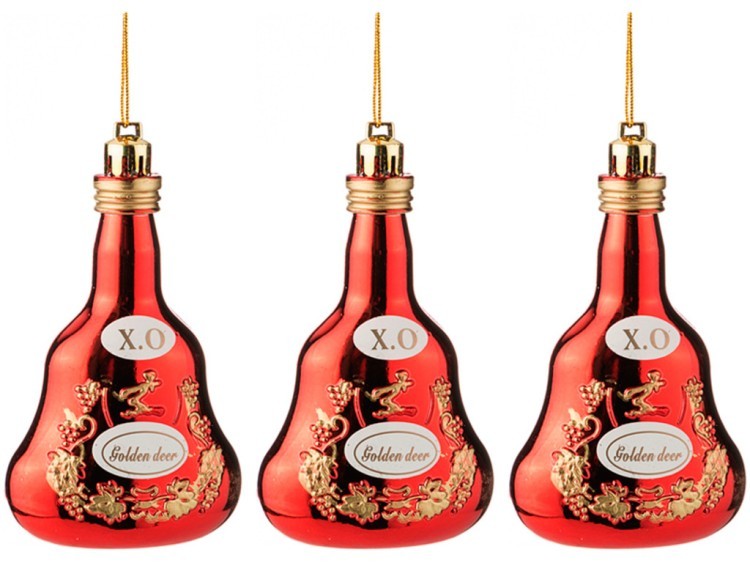 Декоративное изделие:набор бутылочек "коньяк" из 3-х шт. цвет: красный высота=9 см  (кор=160 наб.) Lefard (858-057)