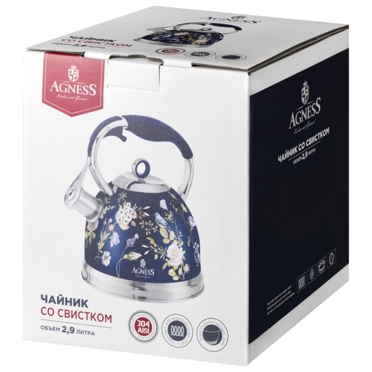 Чайник agness со свистком 2,9 л, индукцион. дно (907-265) 