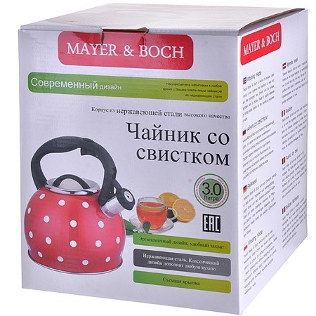 Чайник 3 л нерж/сталь со свистком Mayer&Boch (28442)