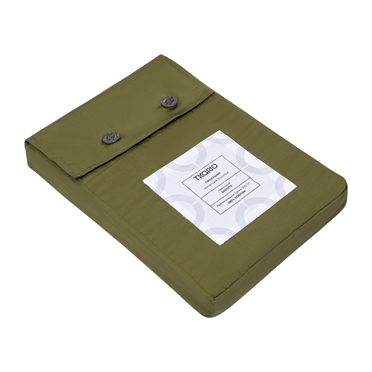 Простыня из премиального сатина оливкового цвета из коллекции essential, 240х270 см (79837)