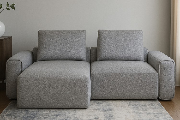 Диван трехместный Turin(2 секции) с канапе и мех черно/серый Santo1606 255*163,5**68см (TT-00016438)