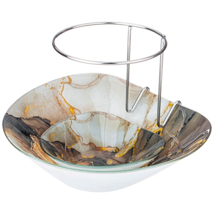 Салатник для сервировки двойной 15*13 и 25*22 см h=18 cm коллекция "marble" Lefard (198-245)