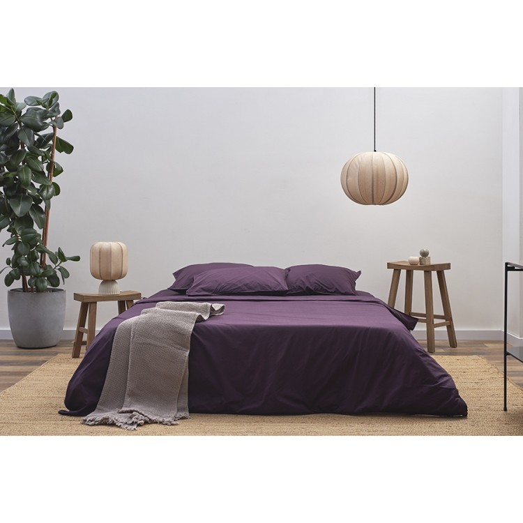 Комплект постельного белья из стираного перкаля сливового цвета из коллекции essential, 150х200 см (77733)