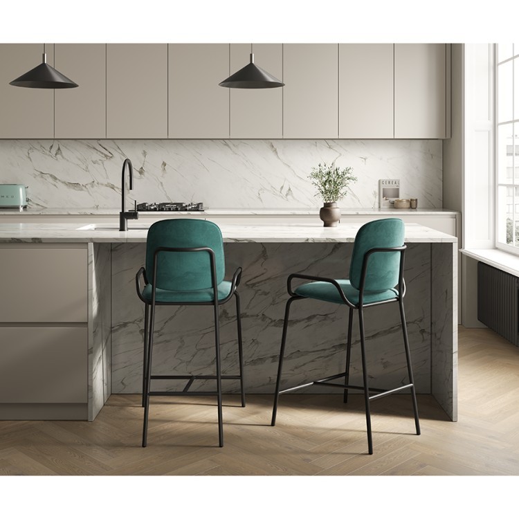 Стул полубарный ror, 2 frame, велюр, черный/зеленый (75299)