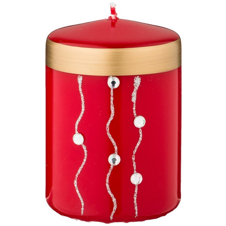 Свеча декоративная столбик "волшебное сияние" red диаметр 7 см высота 9,5 см Adpal (348-820)