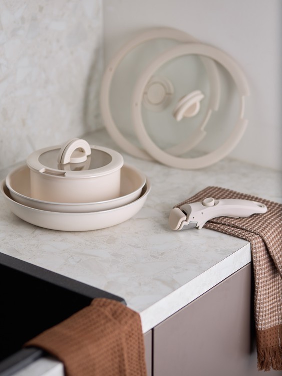 Набор посуды для приготовления со съемной ручкой smart ceramic, 7 предметов, цвета топленого молока (79250)