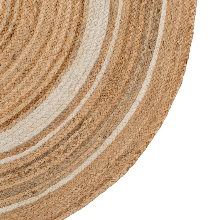 Ковер из джута круглый с вставками белого цвета из коллекции ethnic, 150 см (73331)