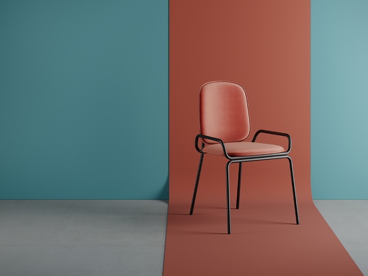 Стул ror, double frame, велюр, черный/темно-красный (74433)