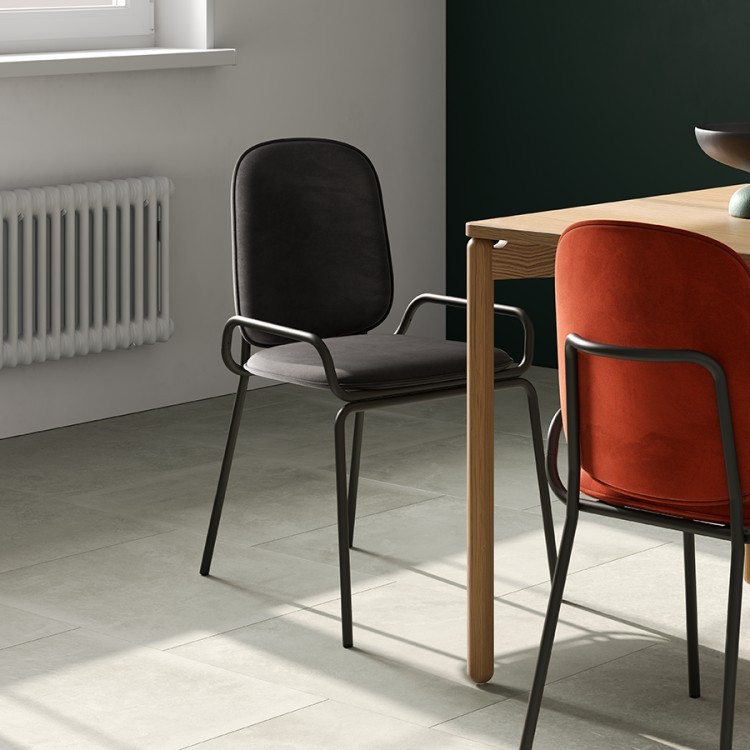 Стул ror, double frame, велюр, черный/темно-красный (74433)