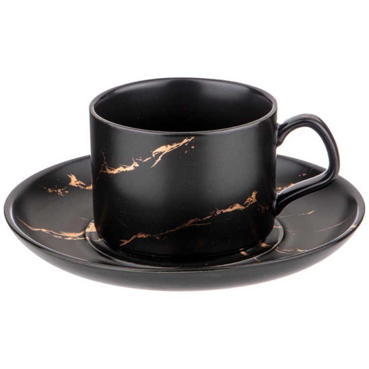 Чайный набор на 4 персоны коллекция "золотой мрамор" объем чашки 250 мл цвет:black Lefard (412-206)