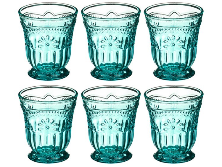 Набор стаканов для воды из 6 шт."туркуаз" 250 мл. высота=10 см. (кор=6набор.) Dalian Hantai (228-044)