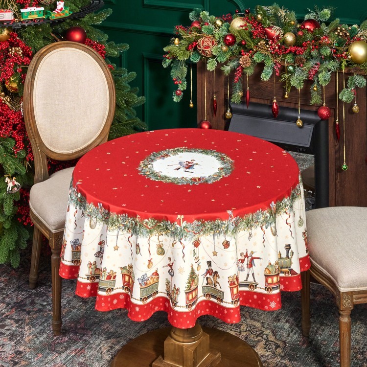 Скатерть круглая  "щелкунчик" ,150см , красный ,100% хлопок , твил Lefard (850-762-24)