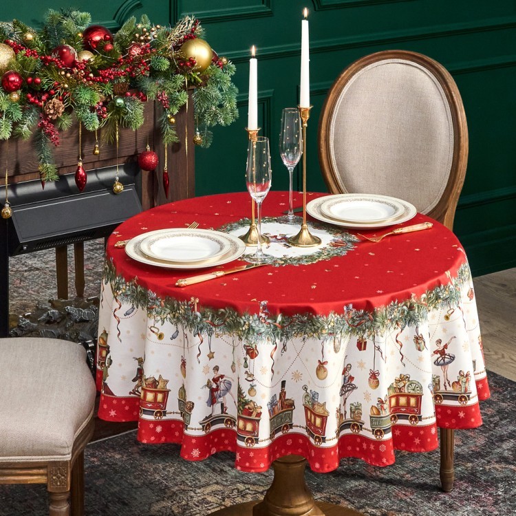 Скатерть круглая  "щелкунчик" ,150см , красный ,100% хлопок , твил Lefard (850-762-24)