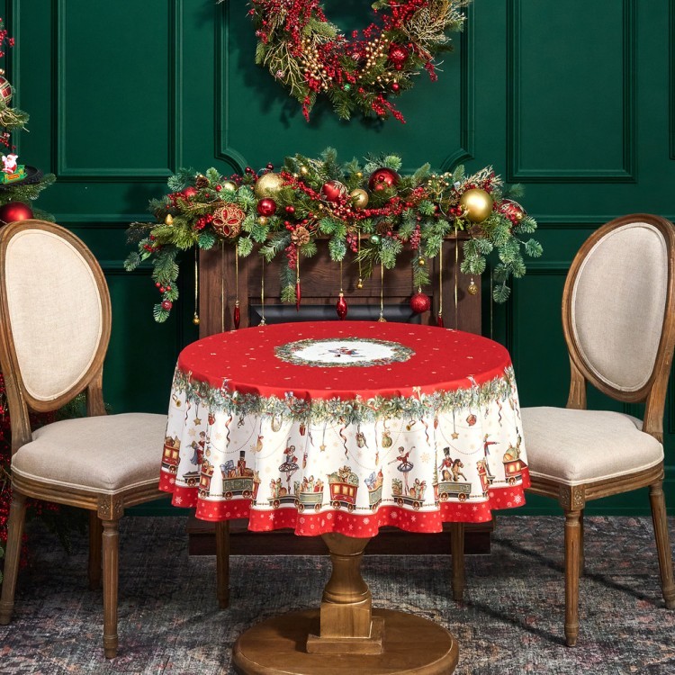 Скатерть круглая  "щелкунчик" ,150см , красный ,100% хлопок , твил Lefard (850-762-24)