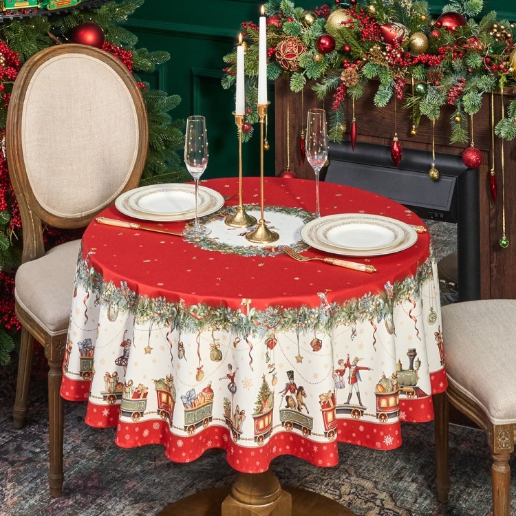 Скатерть круглая  "щелкунчик" ,150см , красный ,100% хлопок , твил Lefard (850-762-24)