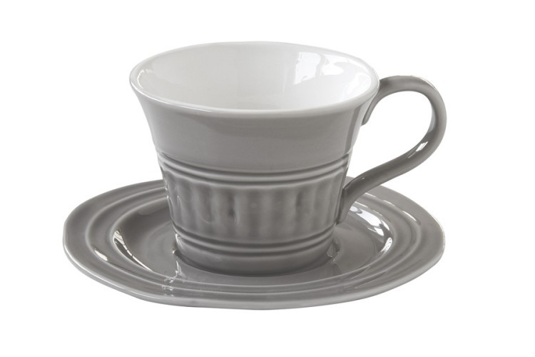 Чашка с блюдцем (тём.серый) Abitare без инд.упаковки - EL-R1866_ABDG Easy Life (R2S)