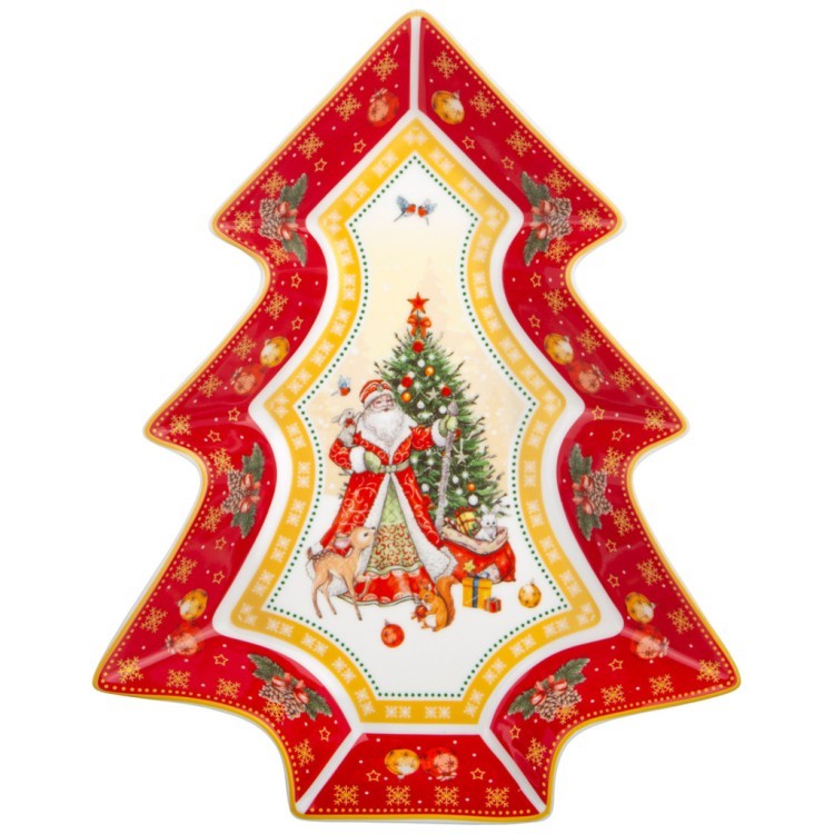 Блюдо-елка lefard "дед мороз" 26х21х3 см красное Lefard (85-1626)