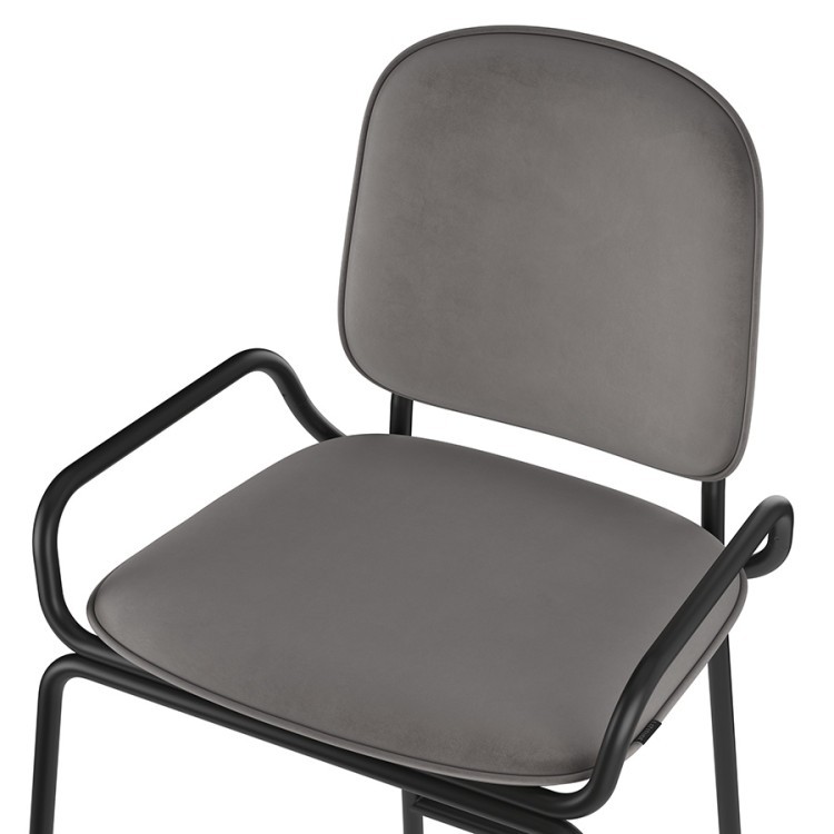 Стул полубарный ror, 2 frame, велюр, черный/серый (75301)