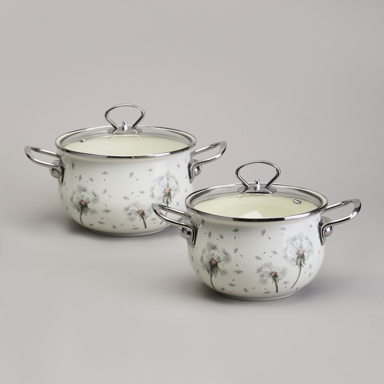 Набор кастрюль эмалированный, серия "dandelion" 4пр. 2,0/2,8л диа.18/20см Agness (943-100) Набор кастрюль эмалированный, серия "dandelion" 4пр. 2,0/2,8л диа.18/20см Agness (943-100)