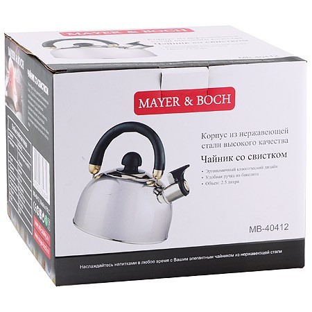 Чайник нерж 2,5л черная ручка Mayer&Boch (40412) Чайник нерж 2,5л черная ручка Mayer&Boch (40412)