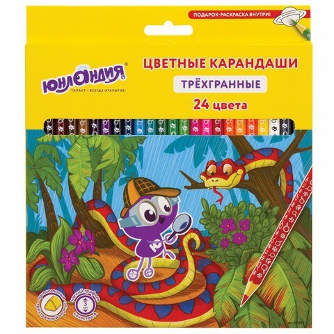 Карандаши цветные трехгранные Юнландик-Детектив 24 цвета 181682 (2) (86120) Карандаши цветные трехгранные Юнландик-Детектив 24 цвета 181682 (2) (86120)