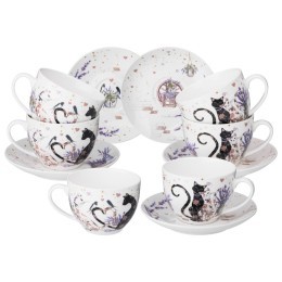Чайный набор lefard "лавандовые коты" на 6 пер. 12 пр.  275 мл Lefard (425-173)