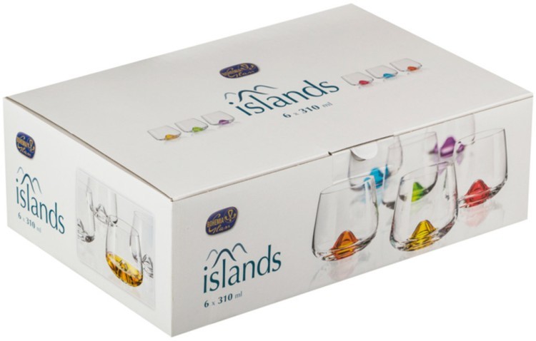 Набор стаканов для виски из 6 шт."islands mix" 310 мл.высота=9 см. Crystalex Cz (674-521) 