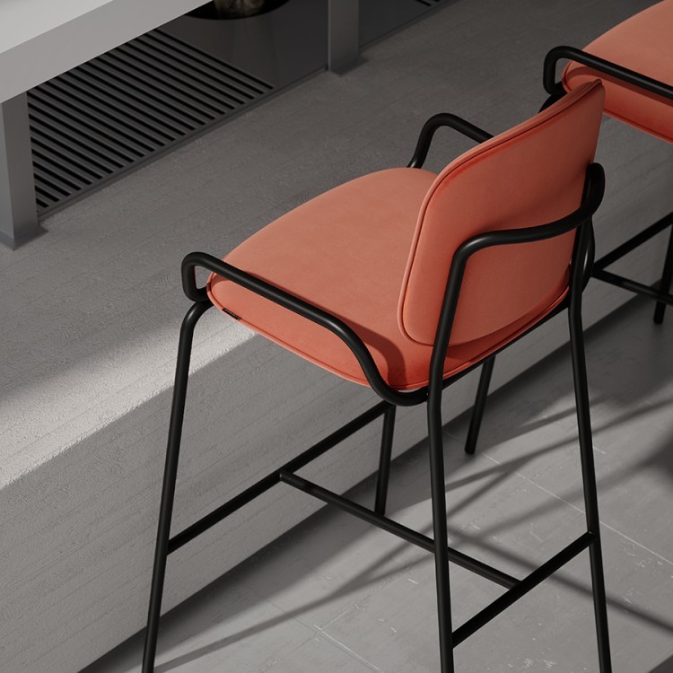 Стул полубарный ror, 2 frame, велюр, черный/темно-красный (75302)