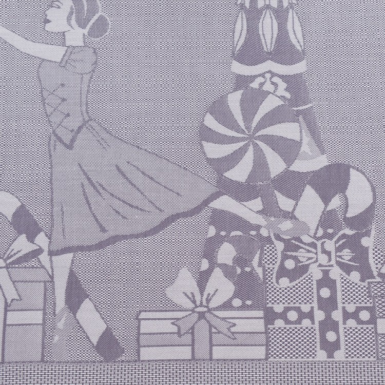 Скатерть из хлопка фиолетово-серого цвета с рисунком Щелкунчик, new year essential, 180х260см (72180)