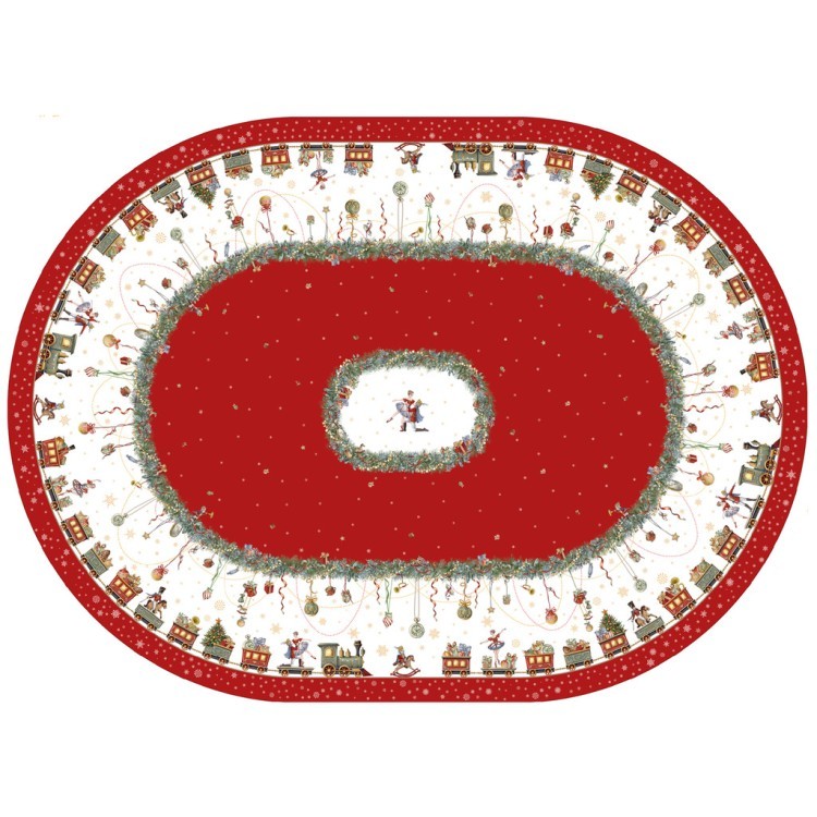 Скатерть овальная "щелкунчик"160х220см ,красный, 100% хлопок,твил, пропитка Lefard (850-762-41)