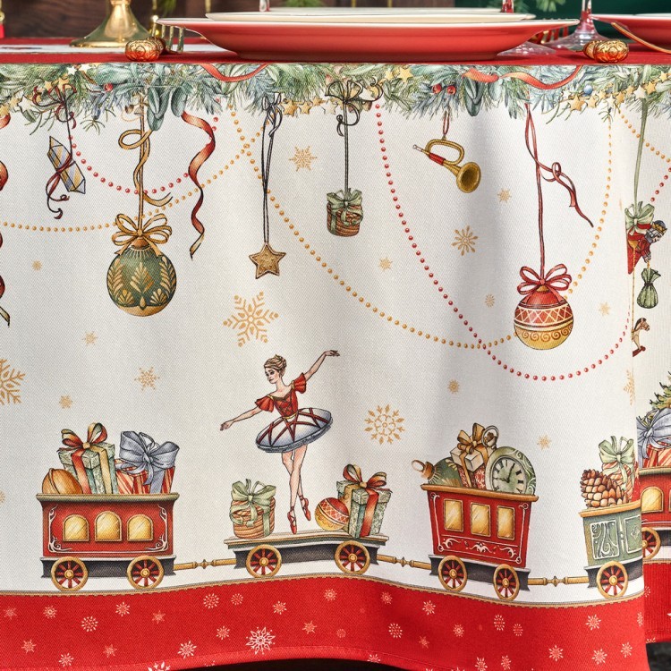 Скатерть овальная "щелкунчик"160х220см ,красный, 100% хлопок,твил, пропитка Lefard (850-762-41)