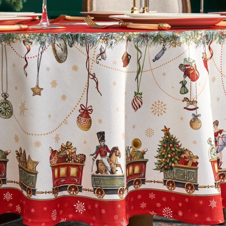 Скатерть овальная "щелкунчик"160х220см ,красный, 100% хлопок,твил, пропитка Lefard (850-762-41)