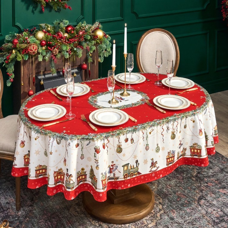 Скатерть овальная "щелкунчик"160х220см ,красный, 100% хлопок,твил, пропитка Lefard (850-762-41)