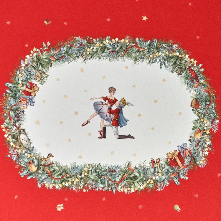 Скатерть овальная "щелкунчик"160х220см ,красный, 100% хлопок,твил, пропитка Lefard (850-762-41)