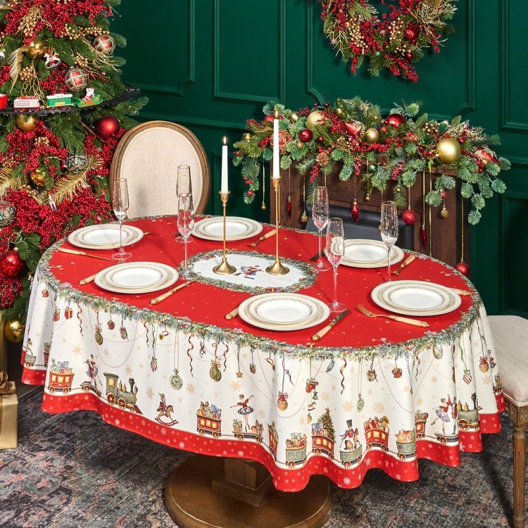 Скатерть овальная "щелкунчик"160х220см ,красный, 100% хлопок,твил, пропитка Lefard (850-762-41)