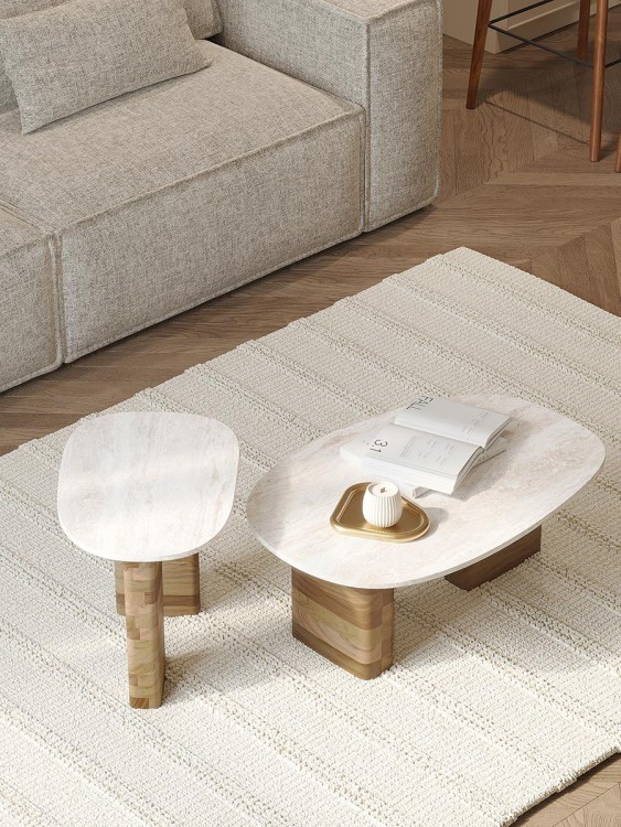 Столик приставной torhill, 38x35 см, бежевый/мрамор (78629)