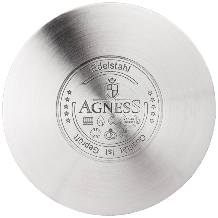 Кастрюля agness со стеклянной крышкой, нерж.сталь,  серия монблан  6,0л 24х13,5см Agness (937-314)