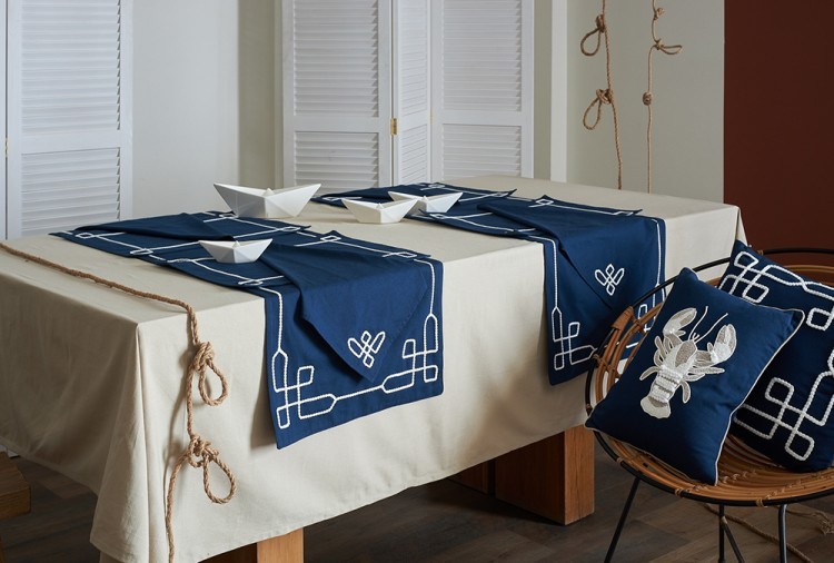 Дорожка на стол navy story из коллекции sea treasures, 45х150 см (79009)