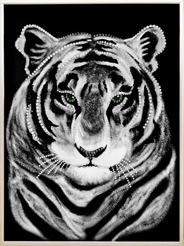 Картина Белый тигр с кристаллами Swarovski (2396)