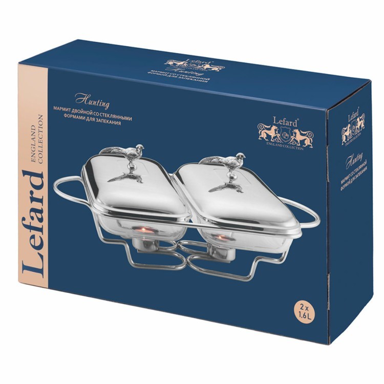 Мармит двойной lefard серия "охота" со стеклянными формами для запекания, 1,6л/1,6л Lefard (920-103)