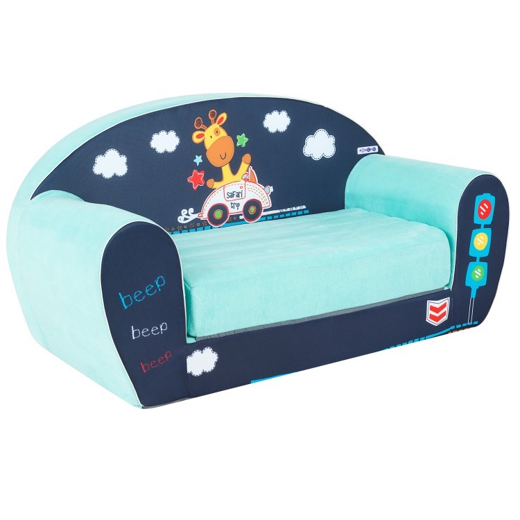 Раскладной бескаркасный (мягкий) детский диван серии "Экшен", Путешественник, цвет Лазурь (PCR320-135)