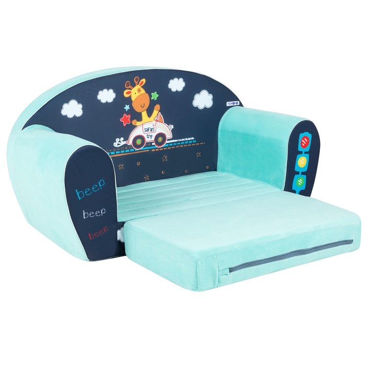 Раскладной бескаркасный (мягкий) детский диван серии "Экшен", Путешественник, цвет Лазурь (PCR320-135)