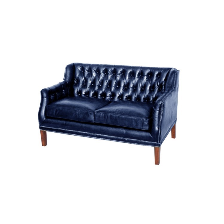 Диван 8829-2D/blueB#72, обивка кожа, ножки дерево, ROOMERS FURNITURE