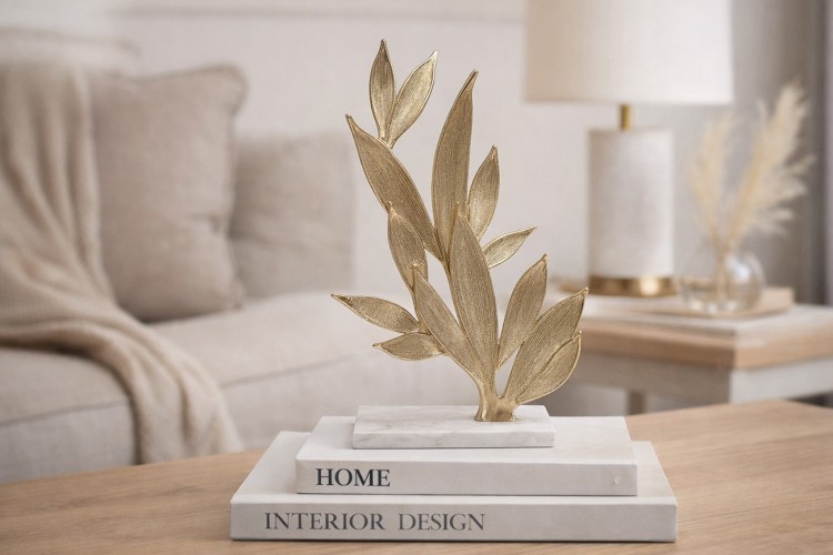 Декор настольный "Флора (Flora)" зол.мет./мрам.бел 34*19.5*51см (TT-00011230)