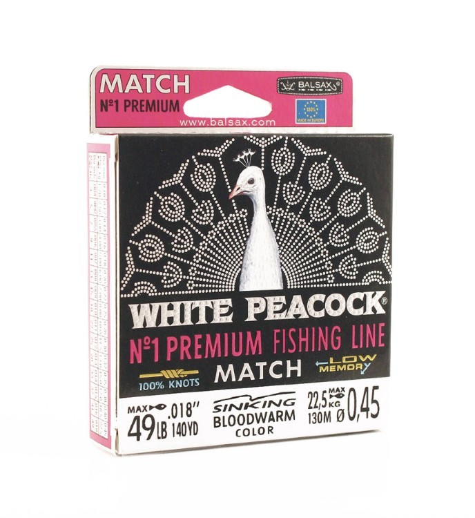 Леска Balsax White Peacock Match Box 130м 0,45 (22,5кг) (58726)