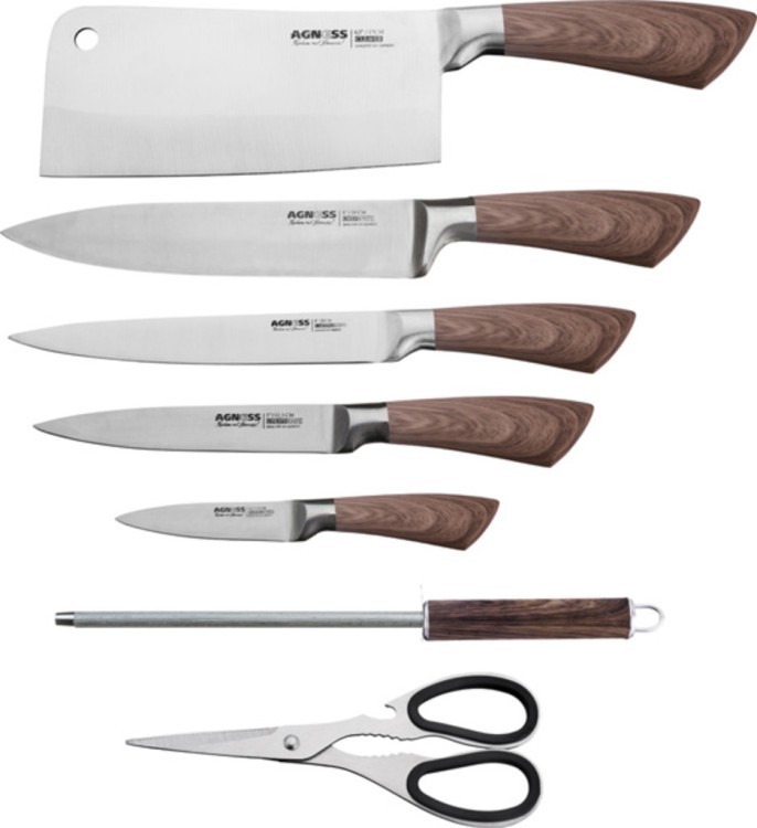 Набор ножей agness с силиконовыми ручками на складывающейся подставке, 8пр. (кор=6набор.) Agness (911-607)