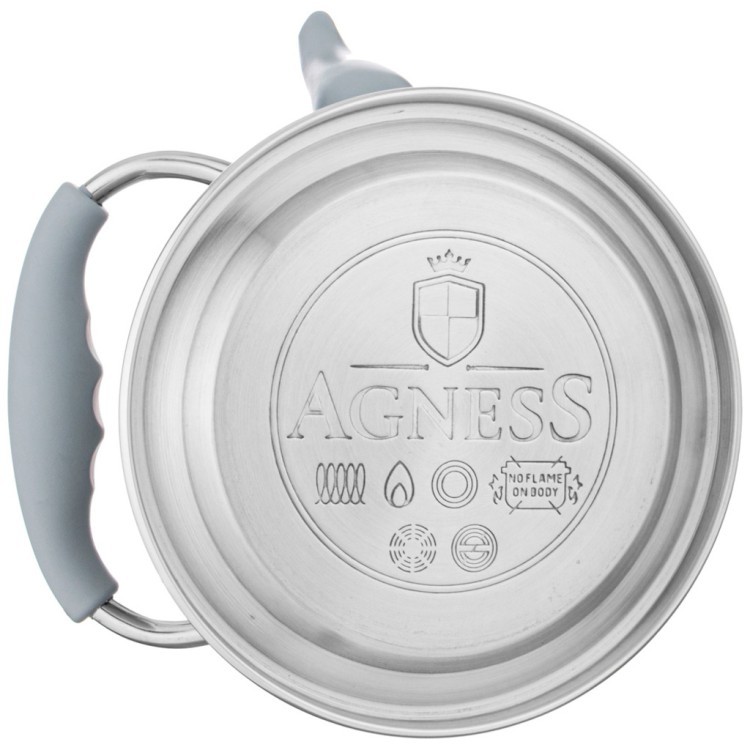 Чайник agness с фильтром, 1,0 л c индукцион. капсульным дном и складывающейся ручкой цвет: серый Agness (937-872)